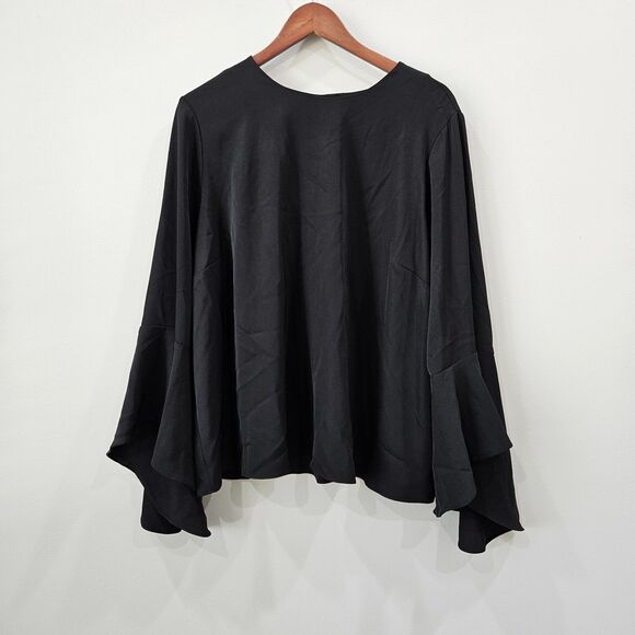 Philosophy Womens Whimsygoth Top Plus Size 3X Black Bell Sleeves Flowy Chiffon - Picture 1 of 10